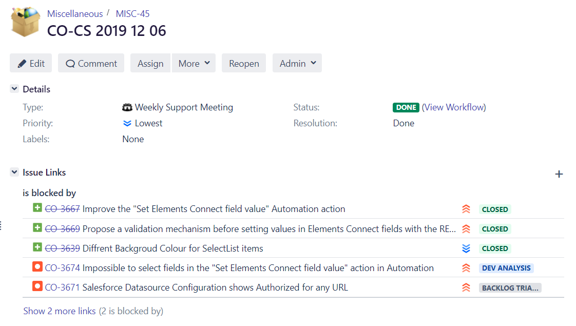 Software bug triage meeting with native Jira options