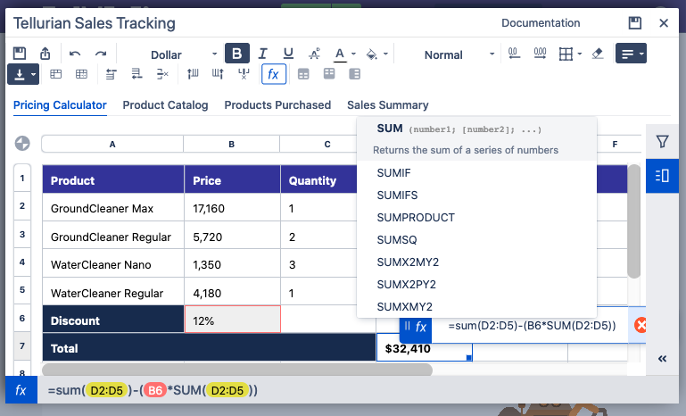 Create real spreadsheets with formulas, filters, and drop-down lists