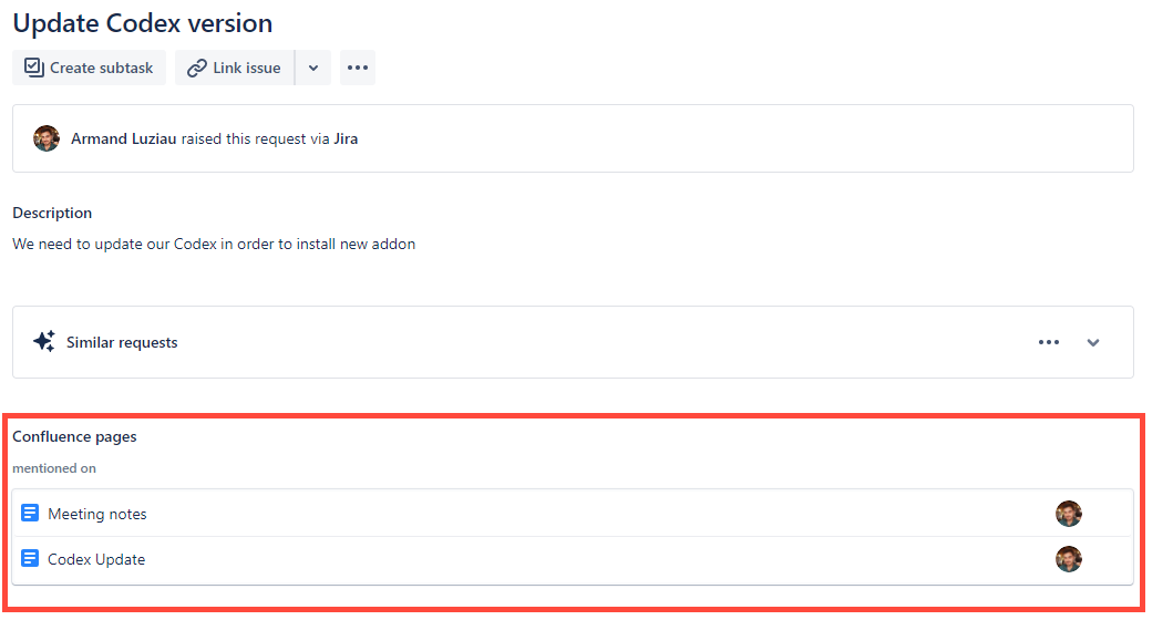 Add links to Confluence pages from an issue