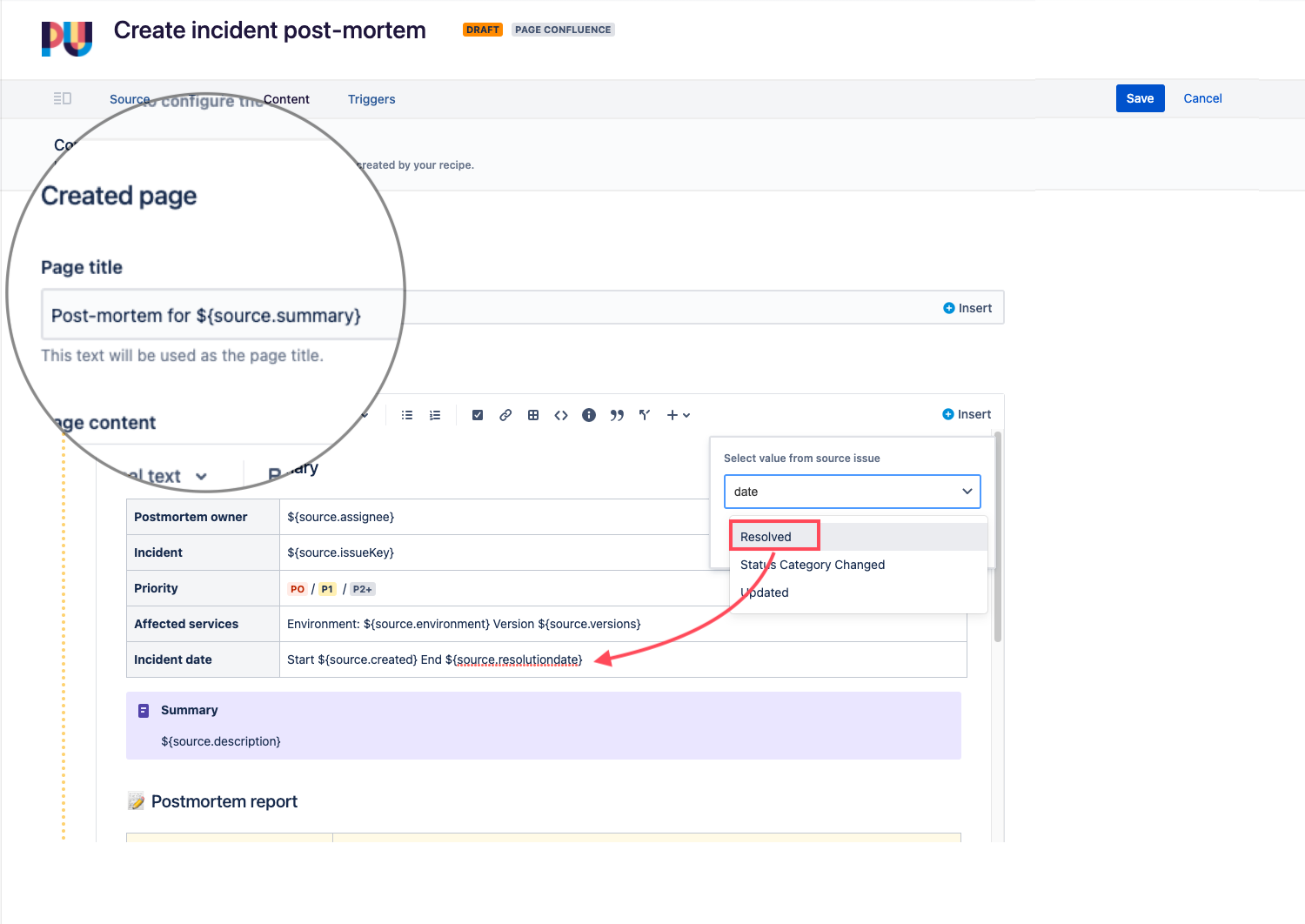 Display incident details from Jira directly in Confluence