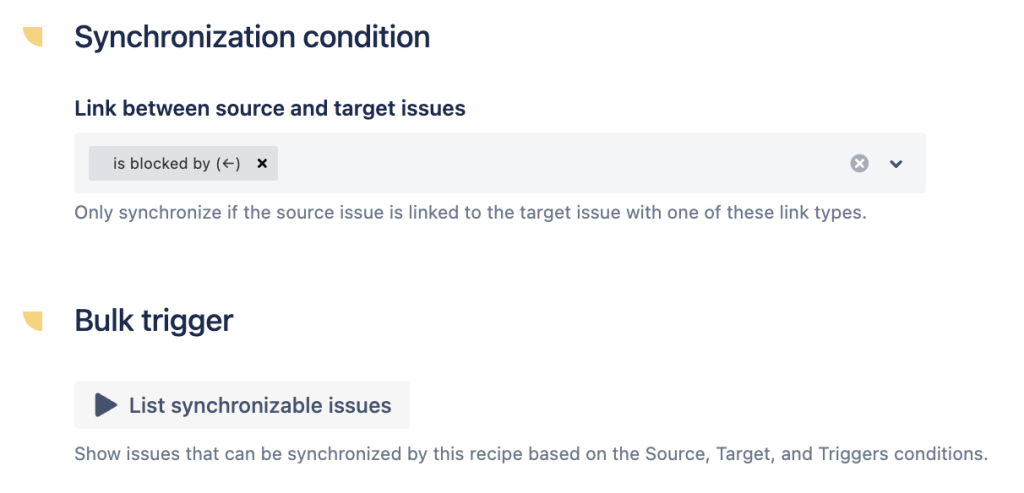 Synchronization condition for linked issues