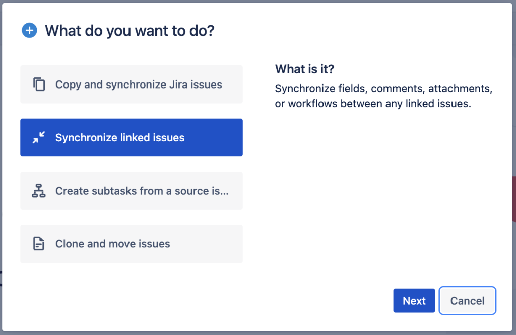 Elements Copy & Sync synchronize linked issues recipe