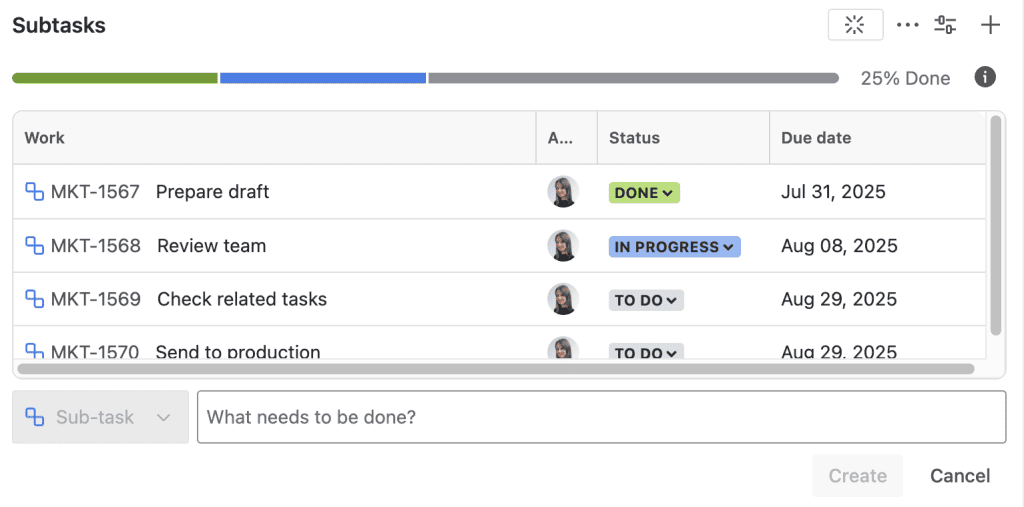 How to display subtasks in Jira Subtasks list in Jira