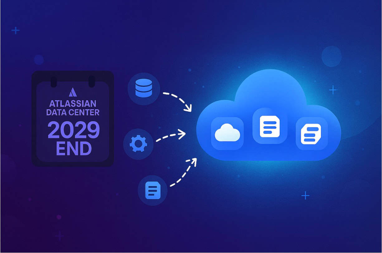 Data centre cloud integration illustration for Atlassian End 2023